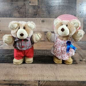 Vintage 1986 Wendys Furskins Collectible 7” Teddy Bear Plush Toys